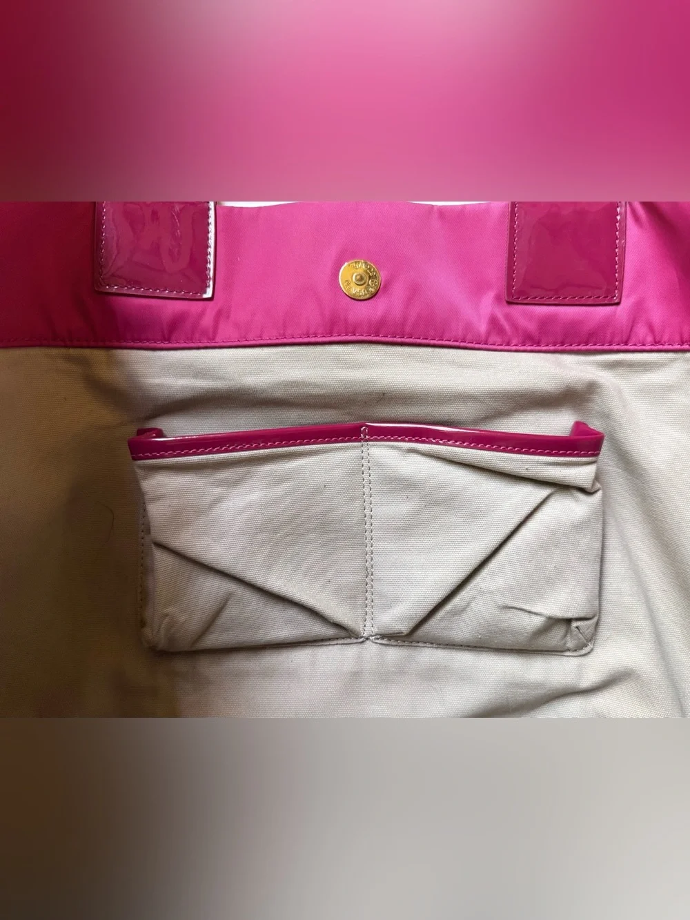 Tory Burch Fuchsia Logo Nylon Tote